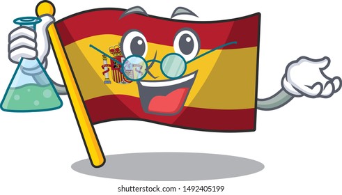 Professor character spain flag is stored cartoon drawer