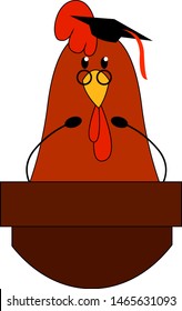 Professor Huhn, Illustration, Vektorgrafik auf weißem Hintergrund.