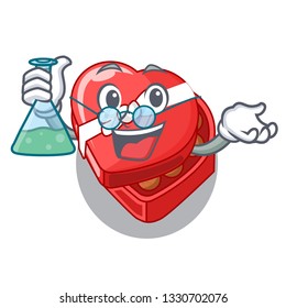 Professor choclate heart box in shape mascot