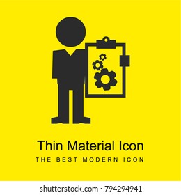 Professor with clipboard bright yellow material minimal icon or logo design