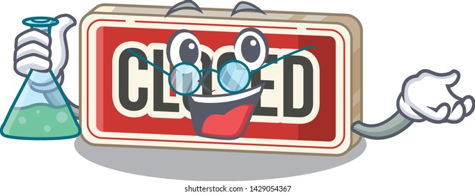 Professor closed sign in the character shape