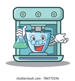 Professor coffee maker character cartoon