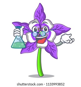 Professor columbine flower character cartoon