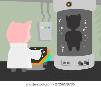 Profesor Creando un Cerdo Artificial en Laboratorio