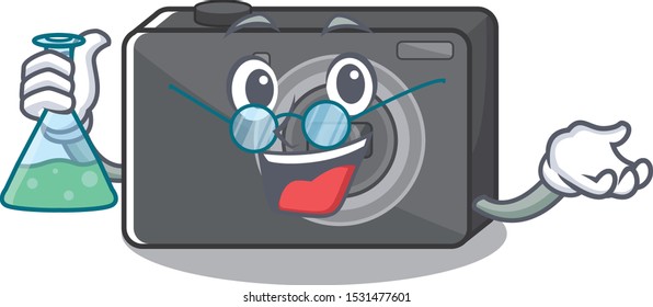 Professor digital camera isolated with the character