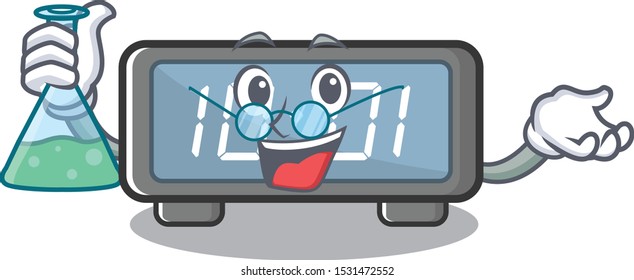 Professor digital clock clings to cartoon wall