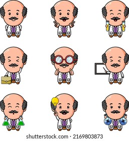 The professor is doing the experiment in laboratory the mascot bundle set of illustration
