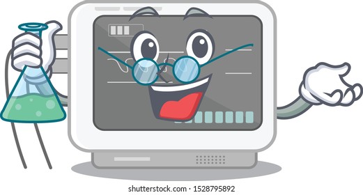 Professor ecg machine stuck the cartoon wall