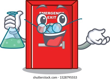 Professor emergency exit door isolated the cartoon