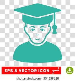 Professor EPS vector pictograph. Illustration style is flat iconic cyan symbol on chess transparent background.
