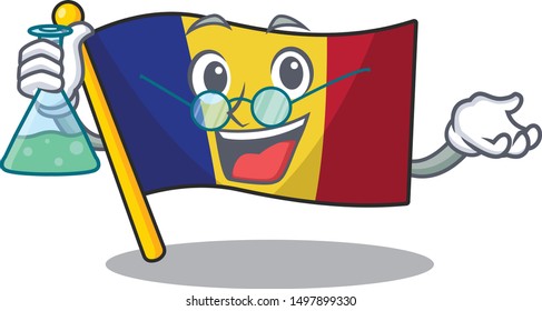 Professor flag romania cartoon shaped on character
