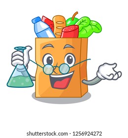 Professor food pouch bags isolated on mascot