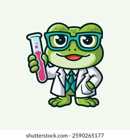 Professor Frog Smart Scientist Mascot