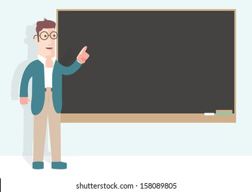 Professor in front of a black board