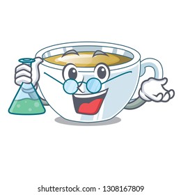 Professor ginger tea above character wooden table