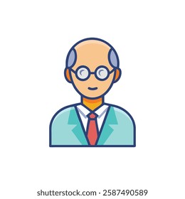 Professor with Glasses Icon for Educational Use