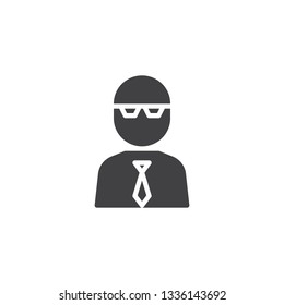Professor with glasses vector icon. filled flat sign for mobile concept and web design. Male teacher glyph icon. Symbol, logo illustration. Pixel perfect vector graphics