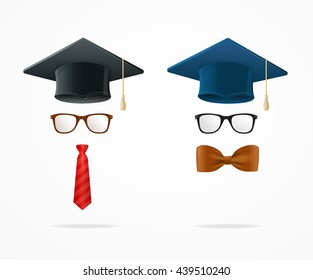Professor Graduated Geek Sign Avatar Isolated on White Background. Vector illustration