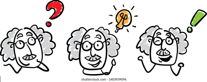 Professor hand drawn doodle line art cartoon design character - isolated vector illustration outline
