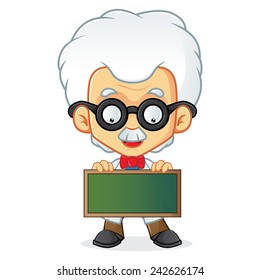 Professor hold blackboard 