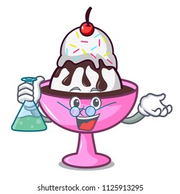 Professor ice cream sundae character cartoon