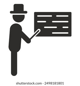 professor icon, education symbol, teacher and lesson, flat vector illustration on white background