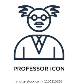 Professor icon vector isolated on white background, Professor transparent sign , thin pictogram or outline symbol design in linear style