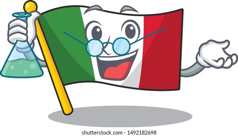 Professor italy flags placed in cartoon tables