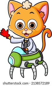 El profesor kitten está probando la nueva araña robot de ilustración