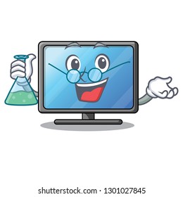 Professor lcd tv above wooden cartoon table