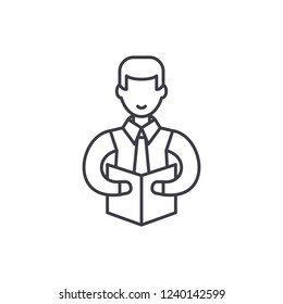Professor line icon concept. Professor vector linear illustration, symbol, sign
