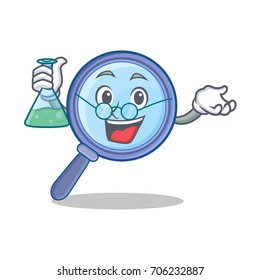 Professor magnifying glass character cartoon