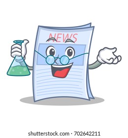 Professor newspaper character cartoon style