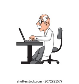 Professor old man cartoon character design illustration vector eps format , suitable for your design needs, logo, illustration, animation, etc.