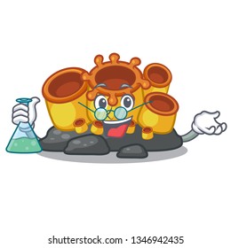 Professor orange sponge coral isolated with cartoon