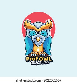 Professor Owl mascots illustration icon modern style