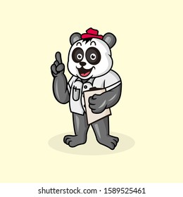 Professor Panda funny Mascot character vector