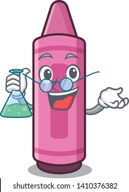 Professor pink crayons in cartoon school bag