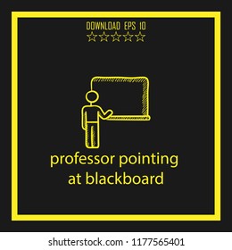 professor pointing at blackboard  sketch vector icon