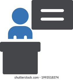 icono de color de glifo vector de presentación de profesor