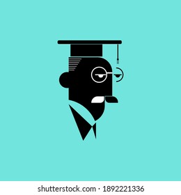 Professor profession, people character icon logo template vector illustration. Man,face,black,line.