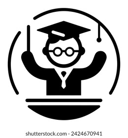 Professor und Kanzel Vektor-Ikone Illustration isoliert auf weißem Hintergrund