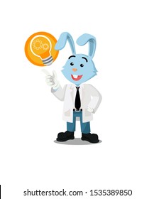 professor rabbit got an idea vector illustration