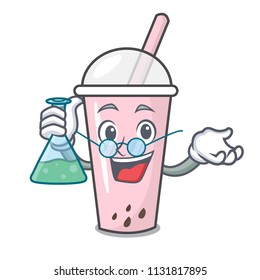 Professor raspberry bubble tea character cartoon