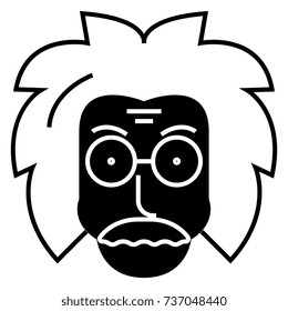 professor scientist icon, vector illustration, black sign on isolated background