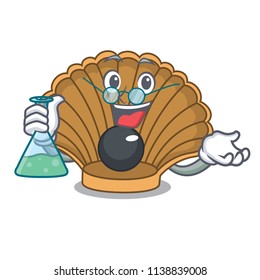 Professor shell with pearl character cartoon
