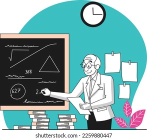 Professor Simple Vector Illustration Made With Line and Shadows