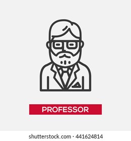 Professor single isolated modern vector line design icon with a male teacher, tutor