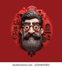 Professor Spy character, 3D Vector illustration