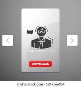 professor, student, scientist, teacher, school Glyph Icon in Carousal Pagination Slider Design & Red Download Button